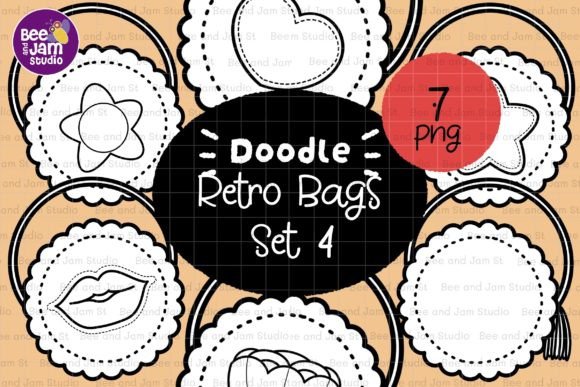 Download KDP Coloring Retro Bags Line Art PNG - Premium Bundle