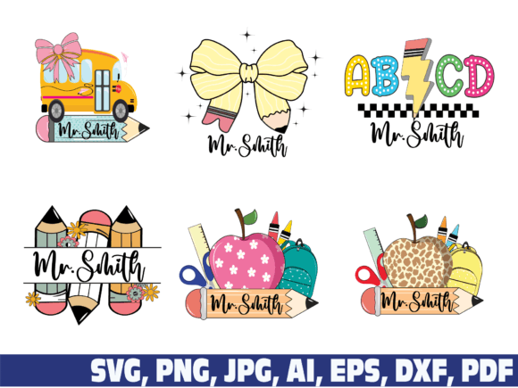 Download Custom Teacher Name Apple Bus Pencil - Teacher Collection