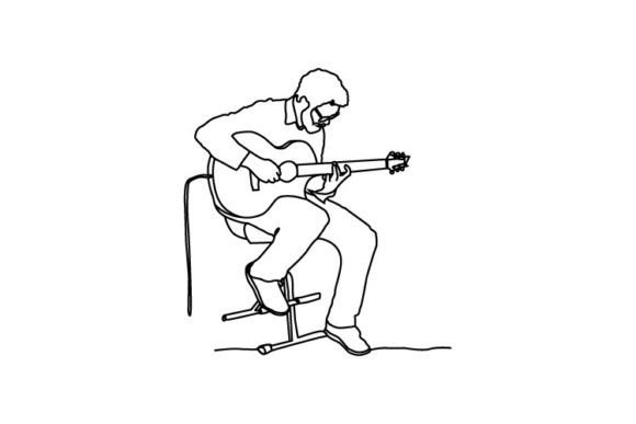 Download Line Art Drawing of a Man Playing a Song - Song Collection
