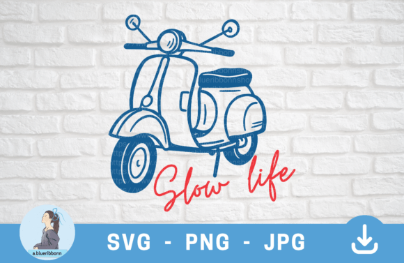 Download Slow Life Scooter SVG | Retro Vespa - Premium Resources